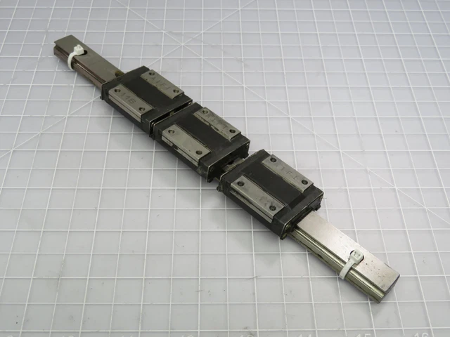 Lot of 3 THK RSR15ZM Linear Bearing Blocks In a 9.5 In Rail T174418