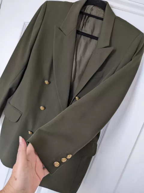 Marks & Spencer St Michael Dark Olive/Khaki Wool Blazer Size 12 Petite Size