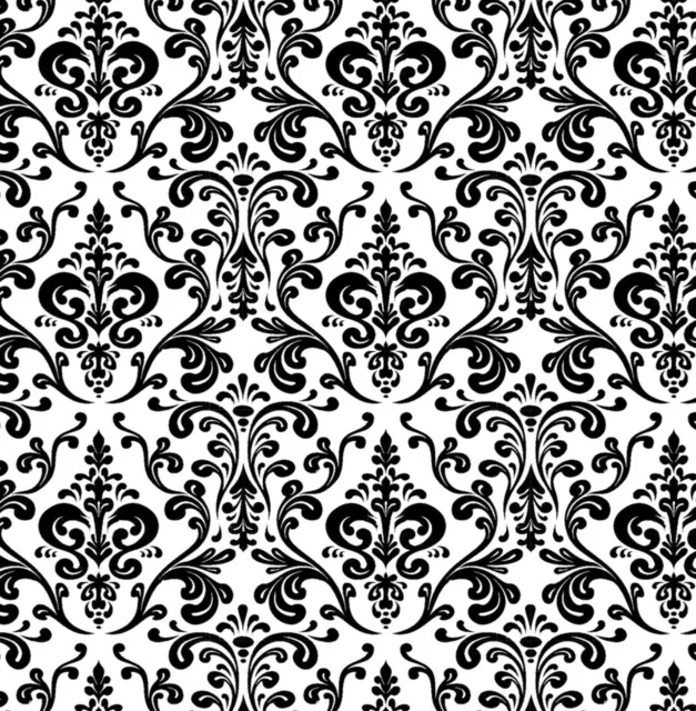 Dolls House Wallpaper 1/12th 1/24th scale Black White Damask Design #431