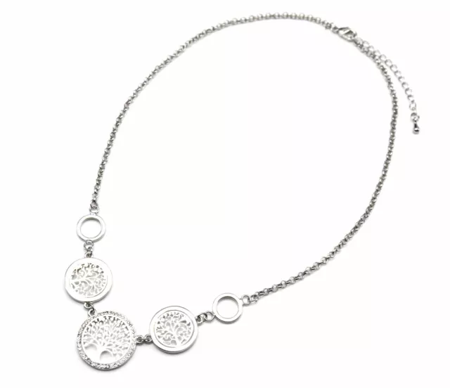 CC1396E - Collier Fine Chaîne avec Pendentif Multi-Cercles Ajourés Arbre de V...