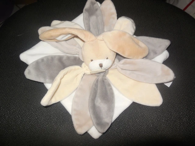 DOUDOU ET COMPAGNIE lapin plat Collector pétales beige gris blanc