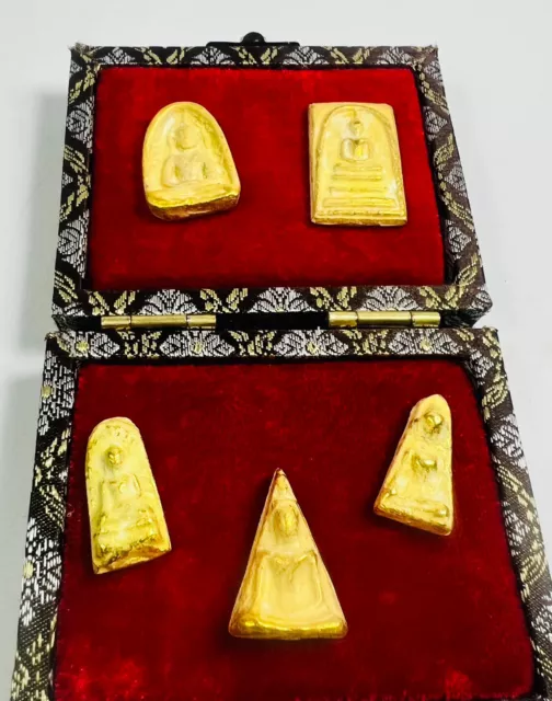 Gold Leklai Benjapakee Set Phra Somdej Rod Nang Phaya PhongSupan Sumkor Amulet