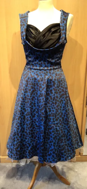 Vintage Style Lindy Bop  Rockabilly Fit & Flare Blue/black  Dress Size 10 Bnwt