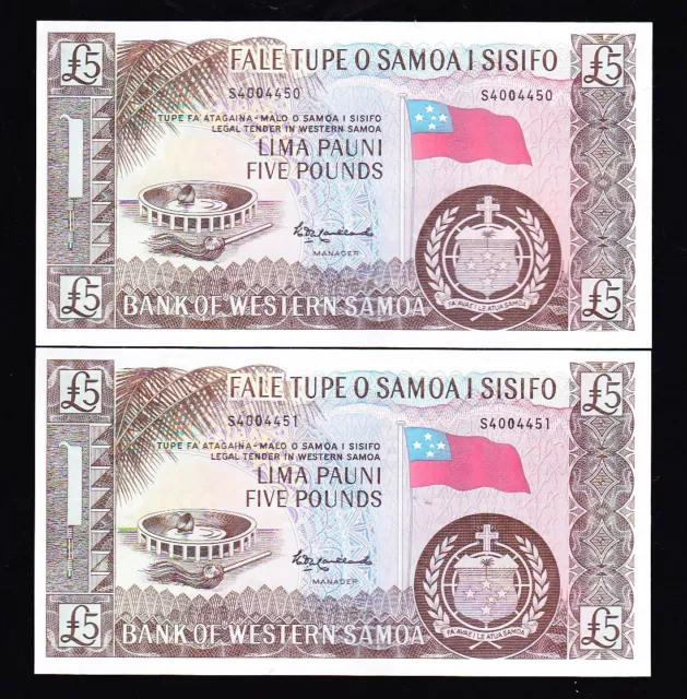 Western Samoa . 5  Pounds. Consecutives Numbers. Unc ( Combine Shipping).
