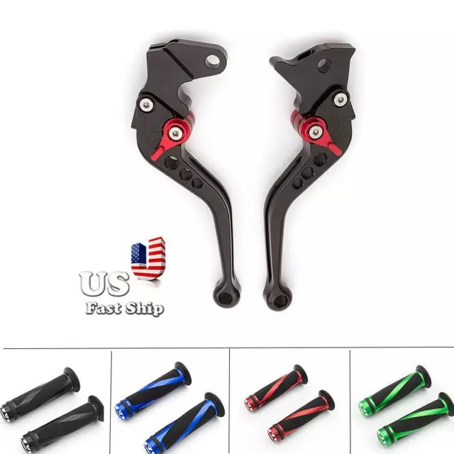 CNC Short Brake Clutch Lever w/Handlebar Grips For KLR250 D2-D22 1984 1985-2005