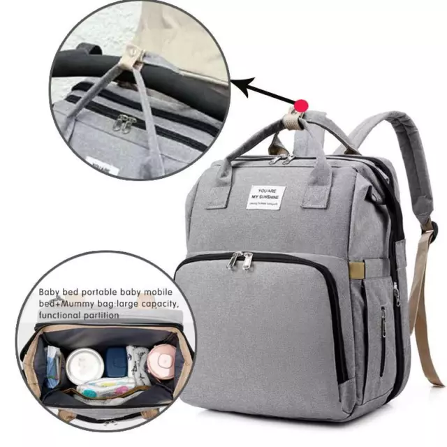 3 in 1 Travel Diaper Bag Backpack Bassinet Foldable Baby Bed Changing Station 3