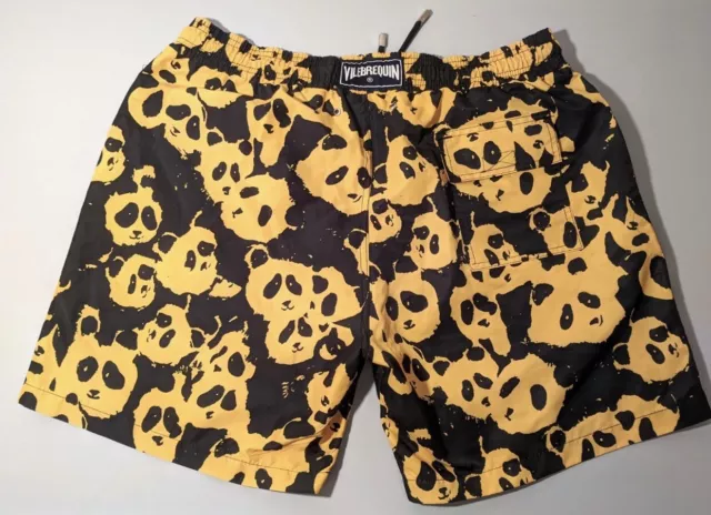 Vilebrequin Panda Black And Yellow Print Swim Trunks Shorts Swimsuit 2XL