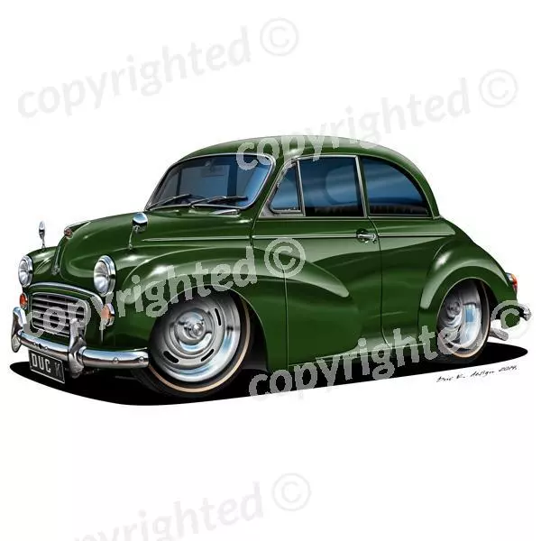 To Fit Morris Minor - Vinyl Wall Art Sticker - Dk. Green