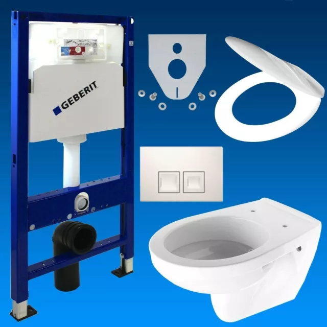 Geberit Duofix Vorwandelement + Wand Tiefspül WC + Delta 50 + WC Sitz  - WC Set