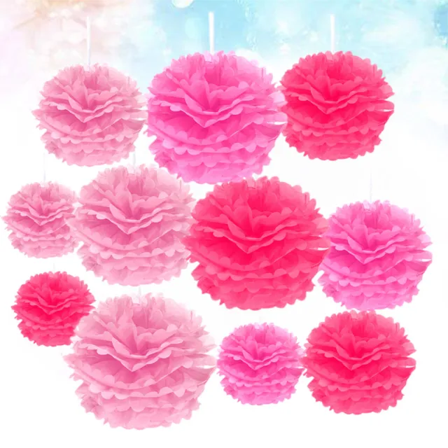 12PCS Tissue Hanging Paper Pom-poms Flower Ball Wedding Party Outdoor