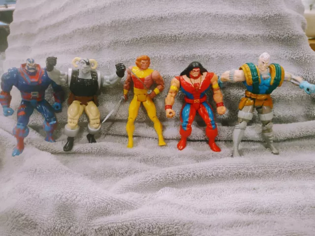 Lot 5 Vintage Marvel X Men Plastic Toy Superhero Figures 1990’s Fast Shipping