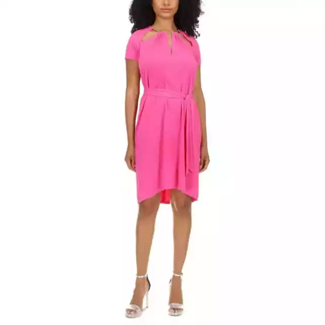 Michael Michael Kors Women’s Chain-Neck Cutout Dress Cerise Pink US XL