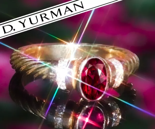 DAVID YURMAN Ruby Ring 14K Gold UNHEATED RUBY Diamond Ring No Heat Estate |NR