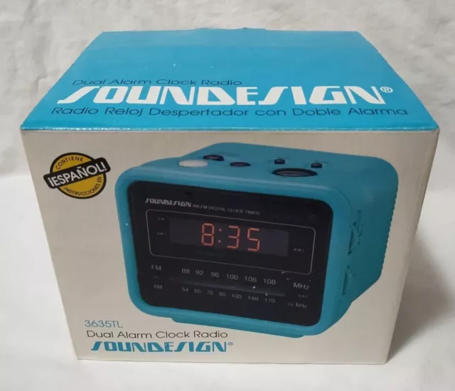 Vintage Soundesign Digital Clock Radio Alarm Blue 3635TL NEW!!! NOS Rare Find