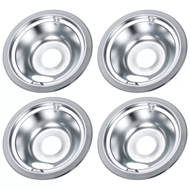 4pcs Chrome Oil Drip Pans 7.68"x1.57" Replacement Set Compatible Electric Range