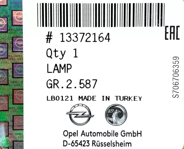 Original Opel Dritte Leuchte, zusätzliche Bremsleuchte Astra J - 13372164 2