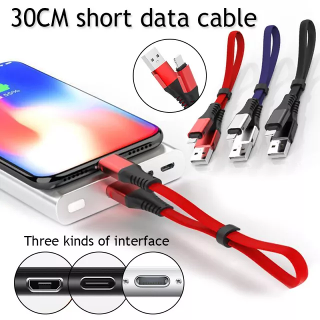 2X Cavo Corto Di Sincronizzazione Dati Di Ricarica Usb Per Iphone Micro +