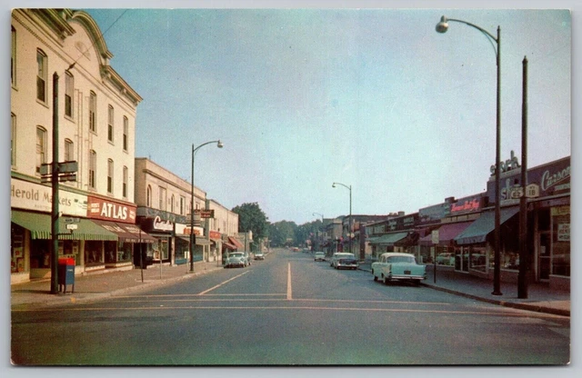 Hamburg New York Buffalo Street Scenic Downtown Old Cars Chrome UNP Postcard