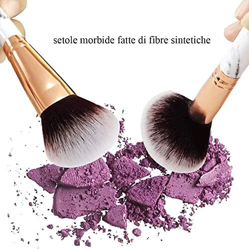 Pennelli Make Up Start Makers12Pcs Set di Pennelli Per Trucco in Marmo Con Fo... 3