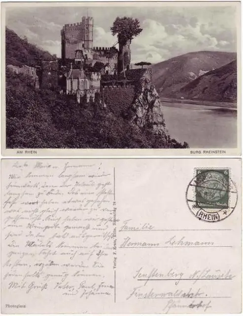 Ansichtskarte Trechtingshausen Burg Rheinstein 1936