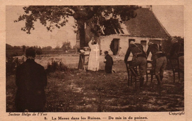 CPA Militaria - Secteur Belge de l'Yser - 8. La Messe dans les Ruines