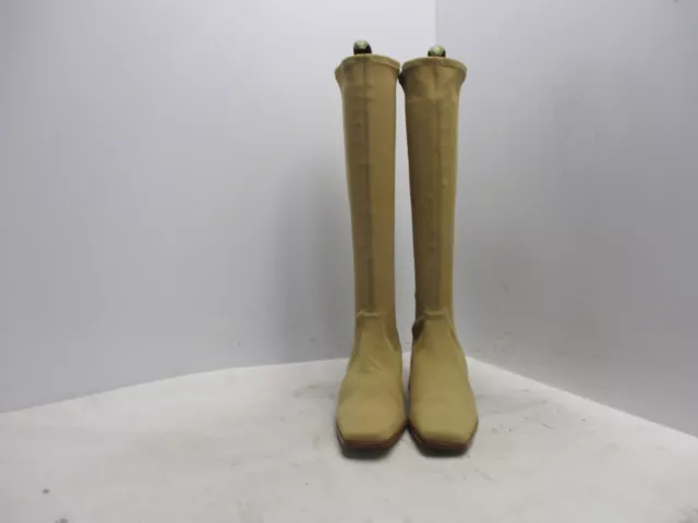 DELMAN SPAIN Tan Stretch Square Toe Knee High Fashion Boots Womens Size 7 M 2