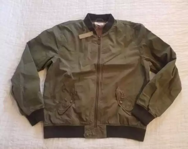 New Men's Wallace & Barnes J Crew Garment Dyed Cotton Ma-1 Bomber Jacket Olive