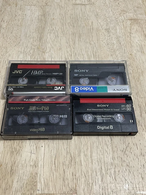 Lote de 4 cintas de casete de video Hi8 8 mm Sony JVC digital 8