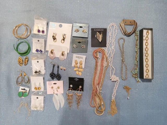 Jewelry Lot Assorted Items Necklaces, Earrings, Bracelets, Rings