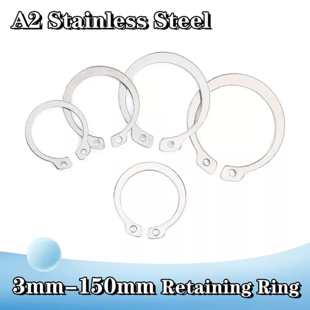 Stainless Steel External Circlips Retaining Rings Snap CirClip 6mm-150mm A2 A4