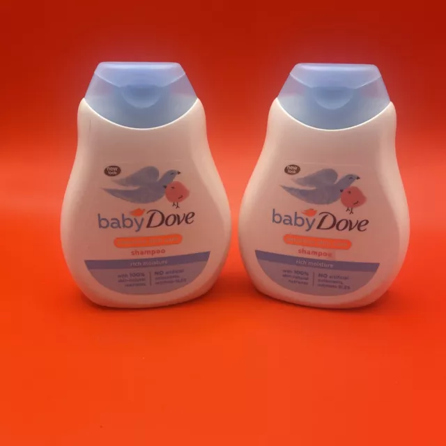 2 x Dove Baby Shampoo Rich Moisture 200ml Each Tear Free Hair Care No Parabens B