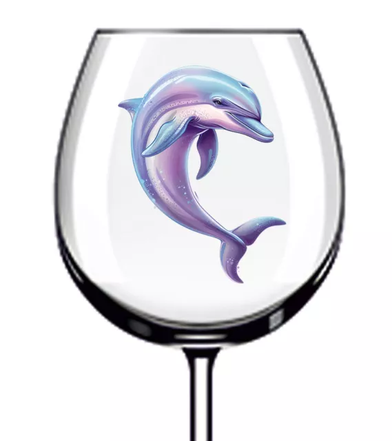 12x Sea Dolphin Kitchen Shop Colourful Wine Glass Bottle Van Vinyl Sticker Decal