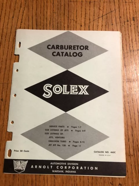 Solex Carburetor Spare Parts List Catalog Numbers Manual Book Carb Replacement