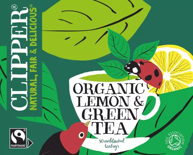 Clipper Organic Lemon Green Tea Bags | 80 Teabags for 80 Count (Pack of 1)