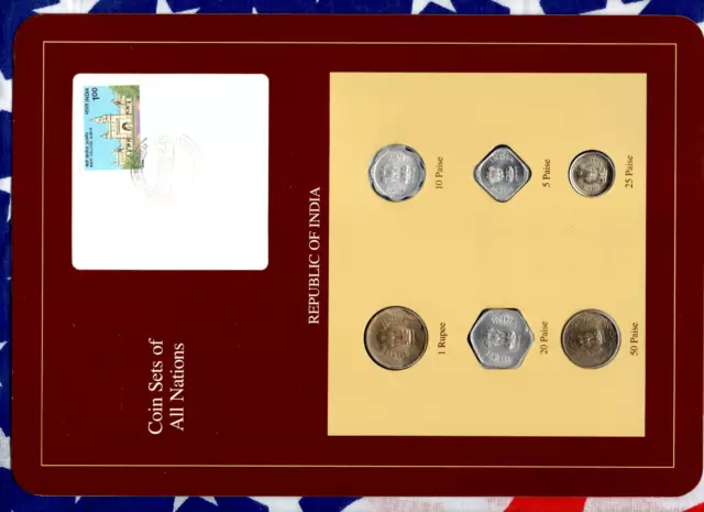 Coin Sets of All Nations India UNC 1985-1988 Rupee 1985 50,25,20,10 paise 1988