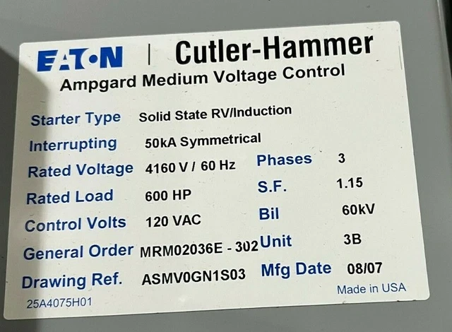 Ech Ampgard Medium Voltage Control 2 High S With Sl Contactors 400Amps Ech Ampgard Medium Voltage Control 2 High S With Sl Contactors 400Amps