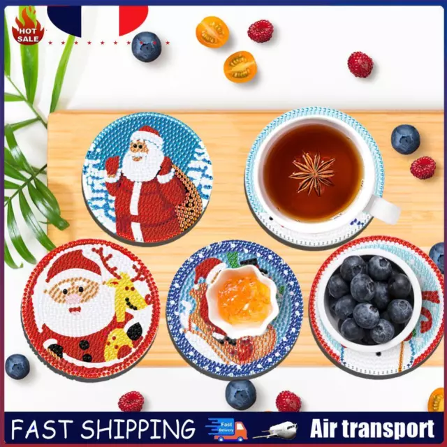 6PCS Christmas Acrylic Diamond Art Coasters with Holder (Christmas Edition) FR