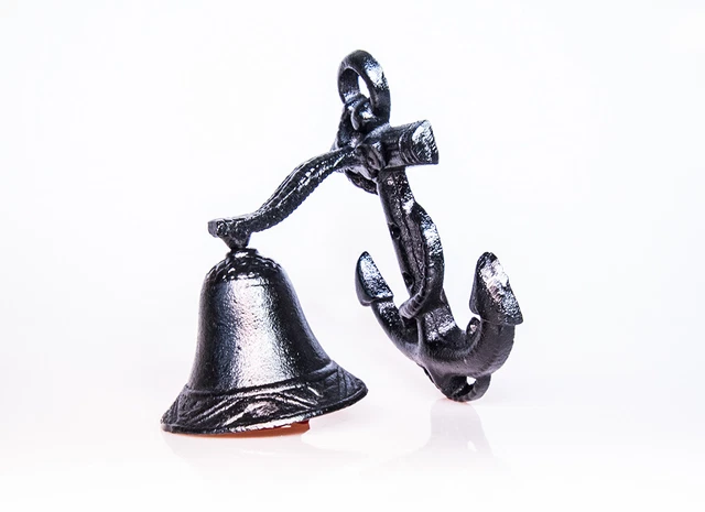 Vintage Rustic Black Cast Iron Door Bell Wall Mounted Anchor Bell