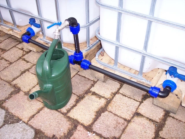 IBC CONTAINER CONNECTION set 2x 1000L Rain Water Tanks Stable ...