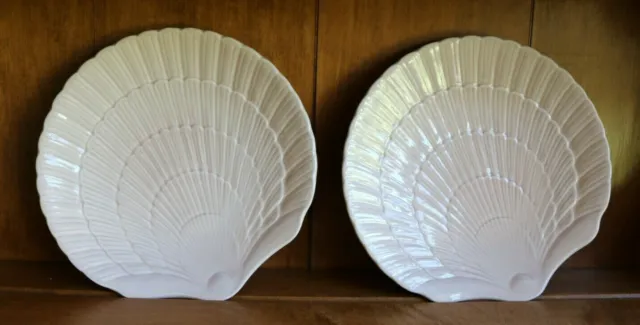 Set Of 2 Mikasa Country Maner Lt. Pink Sea Shell Salad Plates Ff006 Rouge 8.75"D