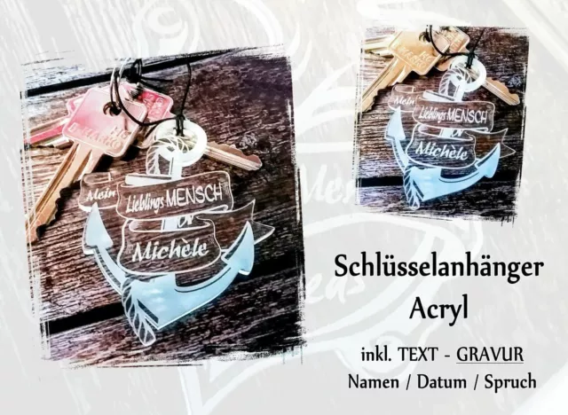 1 Schlüsselanhänger Acryl - klar - inkl. Gravur ANKER 2 - Lieblingsmensch  *WOW*