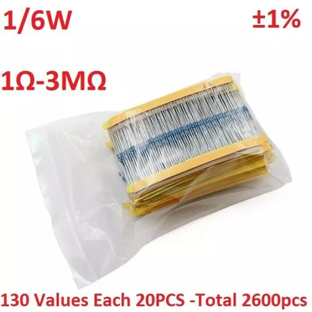 1/6W 1/4W 1/2W 1W 2W 3W Metal Film Resistors Kit ±1% Component Assortment Kits