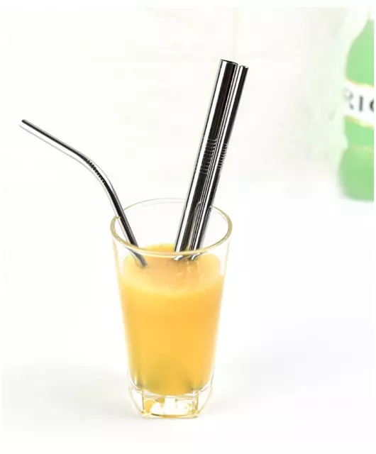 5pc Stainless Steel Extra Wide Drinking Smoothie Bubble/Boba Tea Straws Set 2