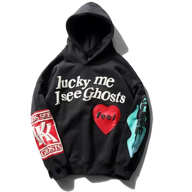 Lucky Me I See Ghosts Hoodie Hooded Sweatshirt Kanye West Kid Cudi Size Large