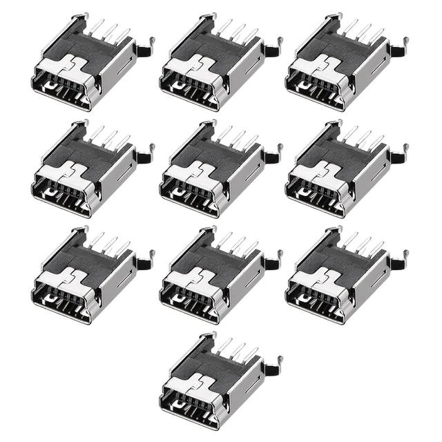 mini usb pcb conector b tipo 5p 180 grados de curvatura vertical pie 10pcs