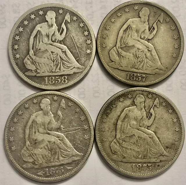 Seated Liberty Half Dollars, 2 W/No Motto; 1 Arrows @ Date; 1 Motto Above Eagle 