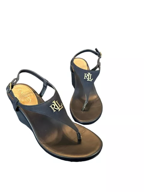 Lauren Ralph Lauren Womens Jeannie Logo Wedge Sandals