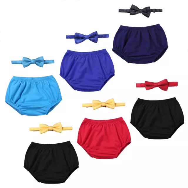 Child Boy Outfit Birthday Cake Smash Diaper Bloomers Bowtie Playsuit Photo Props