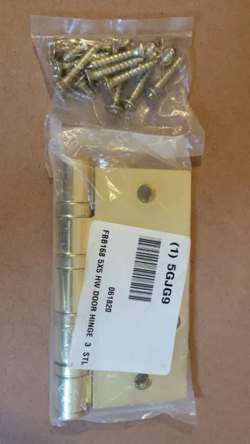 STANLEY 5 x 2 1/4 Butt Hinge Bright Brass Finish Full Mortise Square Corner