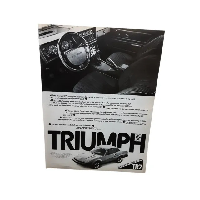 1976 Triumph TR7  Original Ad Vintage epherma old cars